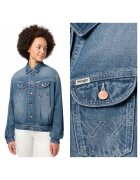 Wrangler Дамско Яке - Jumbo Trucker Jacket - Стандартна Кройка - Класически Дизайн - Дълги Ръкави - 2 Джоба - С Копчета - Памук - Синьо