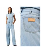 Wrangler Гащеризон за жени - Гащеризон панталон - Стандартна кройка - С яка - Къси ръкави - Деним акцент - Копчета - Памук -