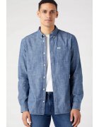 Wrangler Мъжка риза - 1 джоб - стандартна кройка - индигово синьо - 100% памук
