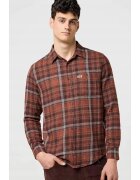 Wrangler Мъжка риза - фланелена - стандартна кройка - червеникаво-бежова - памук
