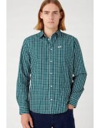 Wrangler Мъжка риза - модел We Care - стандартна кройка - наситено зелено-тюркоазено - памук - Бял/Зелен