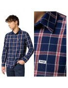 Wrangler Мъжка риза - риза 1PKT - стандартна кройка - класически дизайн - дълъг ръкав - с яка - с копчета - памук - S INTL - синя