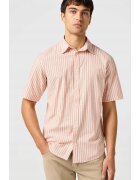 Wrangler Мъжка риза - SS Shirt - розови райета - стандартна кройка - памук