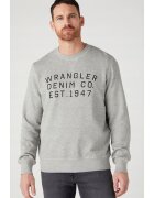 Wrangler Мъжки суитшърт Graphic Crew - - памучен - класическа кройка - графитен принт