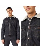 Wrangler Яке 124Mj Sherpa - 2XL INTL - дънково - черно - стандартна кройка - закопчаване с копчета