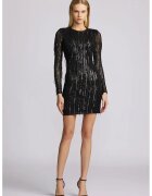 Zac Posen Мини рокля с дълъг ръкав - ресни и пайети - Черен