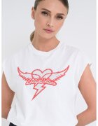 Zadig  Voltaire Памучна тениска с лого - Аленочервен/Мръснобял