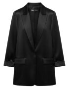 Zara Дамско сако сатенирано - вискоза - класическа кройка - черно