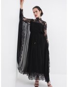 ZIMMERMANN Рокля Batwing с дантела - Черен/Прозрачен