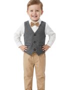 ZOYA Fashion Елегантен костюм за момчета - Enzo - 4 части - Риза с папийонка - Елек - Панталон - Първокласен памук - 74-128 см - Многоцветен - Бял/Сив