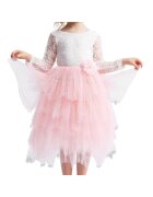 ZOYA Fashion Елегантна ангелска дълга рокля за момиченце с бяла дантела и розов тюл – идеална за специални поводи