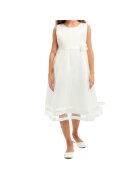 ZOYA Fashion Елегантна рокля Blanche за момичета - бяла - с подвижно цвете и кант от фин тюл - идеална за специални поводи - Бял