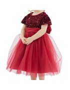 ZOYA Fashion Елегантна рокля Elisa за малки момичета - бордо - пайети и тюл - идеална за специални събития - Червен