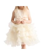ZOYA Fashion Елегантна рокля Elodie за малки момичета - златиста с 3D цвете и волани - идеална за специални поводи - Златист