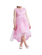 ZOYA Fashion Елегантна рокля Fabienne за малки момиченца - розова - с нежна бродерия и асиметричен тюл - идеална за специални събития