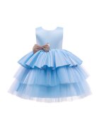 ZOYA Fashion Елегантна рокля за малки момичета Dreamy Sky Blue - рокля на принцеса с панделка - идеална за специални поводи