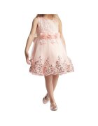 ZOYA Fashion Елегантна рокля за момиченца Ейми - цвят кайсия - дантела - тюл и пайети - идеална за сватба - кръщене и партита