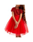 ZOYA Fashion Елегантна рокля за момиченце Elisa - червена - блестящи пайети - удобна и регулируема - идеална за събития и партита - Червен