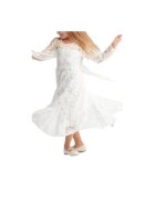 ZOYA Fashion Елегантна рокля за момиченце Lou от бяла дантела - с регулируема панделка и волан - идеална за специални събития и фотосесии