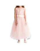 ZOYA Fashion Елегантна розова дантелена рокля за момиче Маргарет - Перфектна за сватби - кръщенета и годишнини