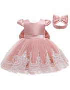 ZOYA Fashion Рокля с лента за момиче - тюл - розово - Розово