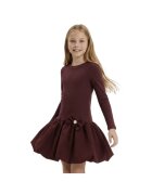 ZOYA Fashion Рокля за момиче MaLuna Aria - мини - дълъг ръкав - вталена кройка с балон пола - бордо