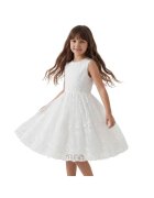 ZOYA Fashion Рокля за момичета - Тес - Полиестер Еластан - Бродерия - Бяла