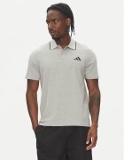 adidas Тениска с яка и копчета Essentials Small Logo JE9022 Сив Regular Fit