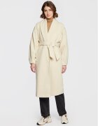 American Vintage Вълнено палто Karabay KARA17BH22 Екрю Relaxed Fit