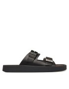 CALVIN KLEIN Чехли Ergon Double Bar Sandal Lth HM0HM02097 Черен