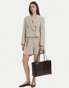 CALVIN KLEIN Дамска чанта Foil Logo Glossy Tote W/ Pouch LV04F3537G Кафяв