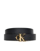 CALVIN KLEIN Дамски колан Facet Ck Buckle 25Mm Pebble Rev/ LV04F7044G Черен