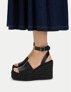 CALVIN KLEIN Еспадрили Wedge Espad 70 Aop Lth HW0HW03138 Черен
