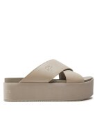 CALVIN KLEIN JEANS Чехли Flatform Cross Mg Uc YW0YW01349 Бежов