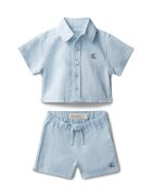 CALVIN KLEIN JEANS Комплект от риза и текстилни шорти LVCKSJI13B Светлосин Regular Fit