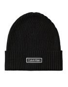 CALVIN KLEIN Шапка Patch Chunky Rib Cotton Beanie LV04D8053G Черен