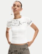DESIGUAL Тишърт Helsinki 26SWTK10 Екрю Slim Fit