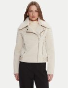 GUESS Кожено тип рокерско яке W5BL35 W2820 Екрю Regular Fit