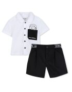 KARL LAGERFELD KIDS Комплект от риза и текстилни шорти Z31077 Черен Regular Fit