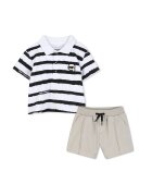 KARL LAGERFELD KIDS Комплект от тениска с яка и къси панталони Z31068 S Бежов Regular Fit