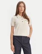 Luisa Spagnoli Тениска с яка и копчета Miconia 100295 Екрю Regular Fit