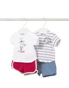 Mayoral Комплект от 2 тишърта и панталони 1627 Бял Regular Fit