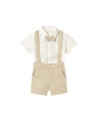 Mayoral Комплект от риза и текстилни шорти 1226 Бежов Regular Fit
