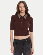 Pinko Тениска с яка и копчета Emilia 105745 A2S4 Regular Fit