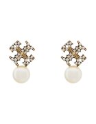 Tory Burch Обици LOGO AND PEARL STUD EARRINGS 184422
