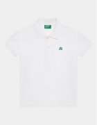 United Colors of Benetton Тениска с яка и копчета 3089G3008 Бял Regular Fit