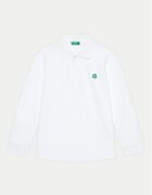 United Colors of Benetton Тениска с яка и копчета 3089G3009 Бял Regular Fit