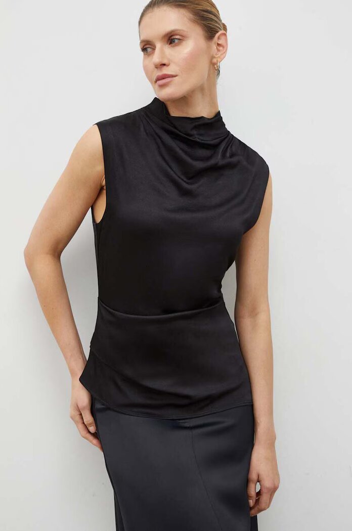 2NDDAY Блуза 2ND Portia TT - Satin Ease в черно с изчистен дизайн 2239138250