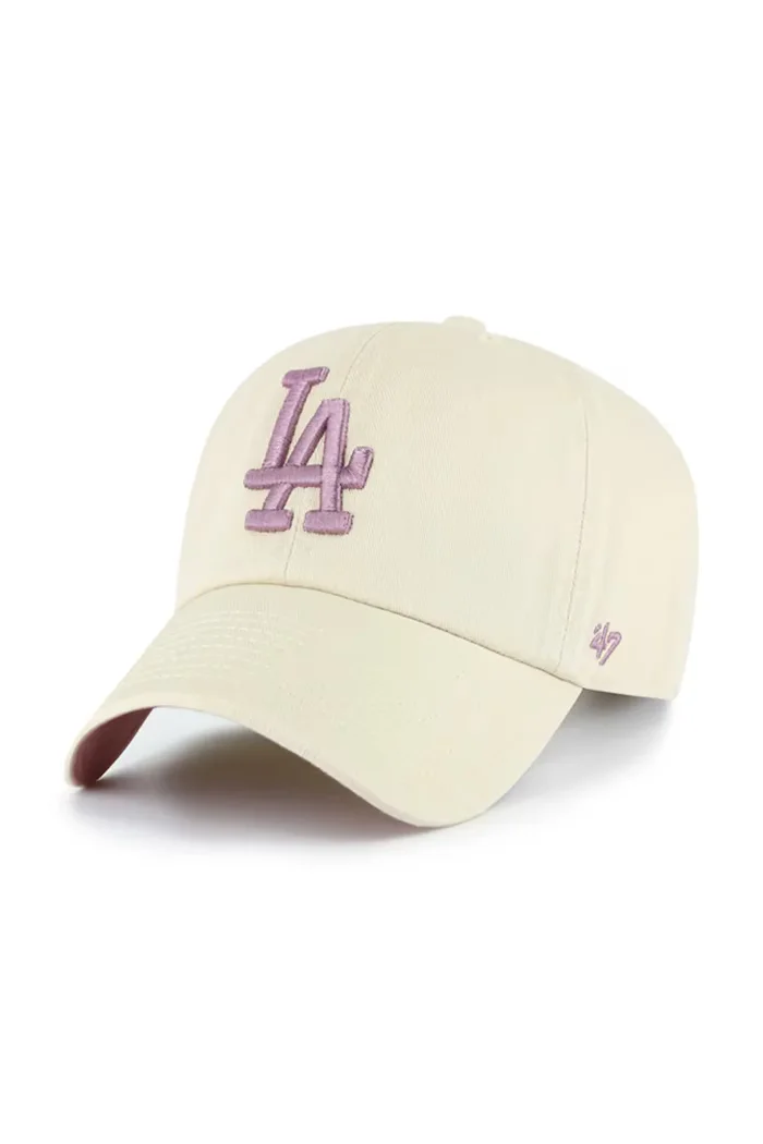47 Brand Памучна шапка с козирка MLB Los Angeles Dodgers в бежово B-BLPRK12GWS-K0