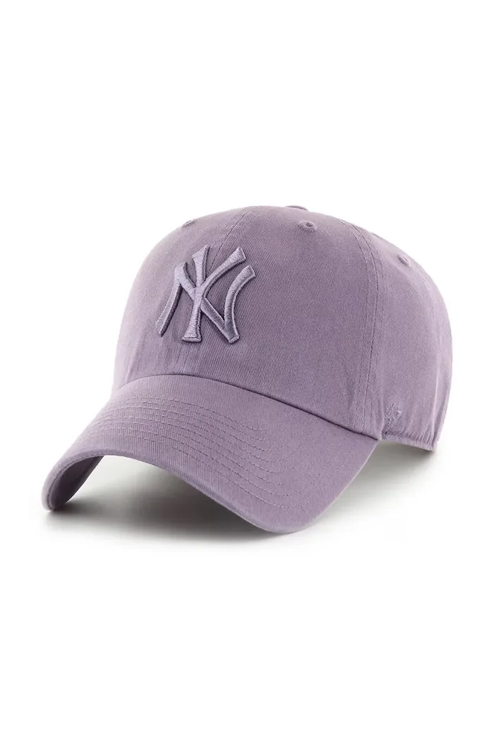 47 Brand Памучна шапка с козирка MLB New York Yankees в лилаво с изчистен дизайн B-RGW17GWS-II